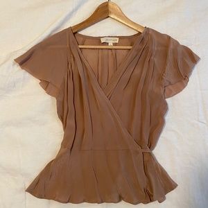Mauve v neck wrap blouse NWOT